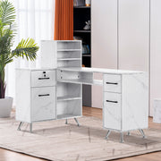 L-Shaped Multi-functional Storage Manicure Table, Beauty Nail Desk with Open Space 2866