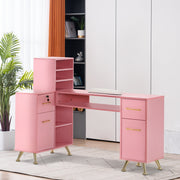 L-Shaped Multi-functional Storage Manicure Table, Beauty Nail Desk with Open Space 2866