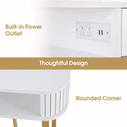 Modern Double Manicure Table for Storage, Acetone Resistant Nail Desk with Built-In Power Outlet 2451