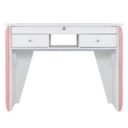 Glass-Top Nail Desk with Storage Drawer & Leather Padding, Beauty Manicure Station 2675