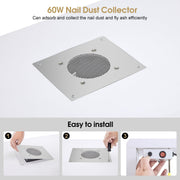 Nail Storage Table with 60W Embedded Nail Vacuum Cleaner, Beauty Manicure Workstation VC229