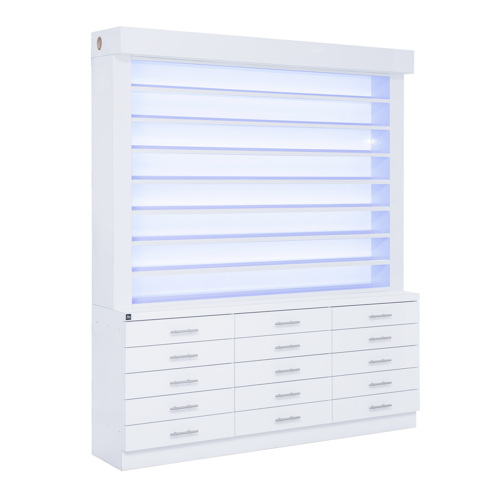 Single Sided Double-Tier Polish Display/Cabinet Gloss White Whale Spa