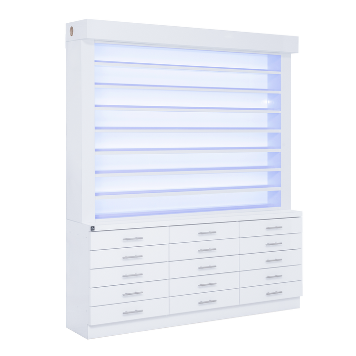 Single Sided Double-Tier Polish Display/Cabinet Gloss White Whale Spa