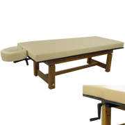 Solterra Teak Massage Table Almond TouchAmerica