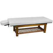 Solterra Teak Massage Table White TouchAmerica