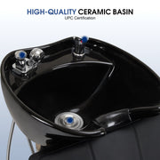 BarberPub Shampoo Chair with Backwash Ceramic shampoo Bowl Unit Station 9309