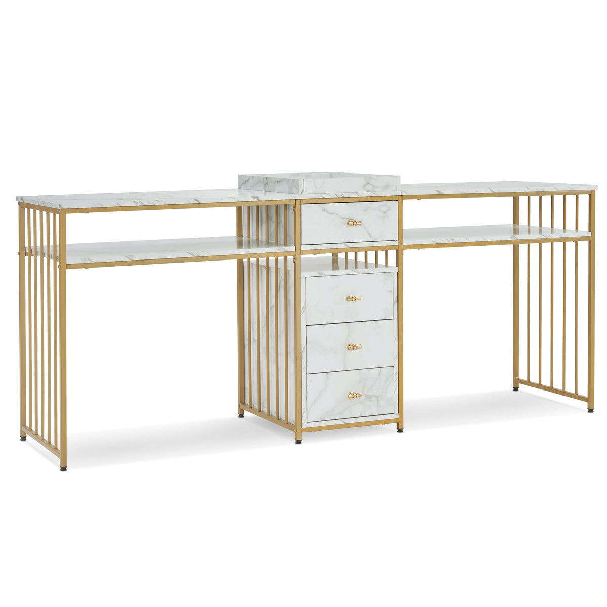 BarberPub Double Acetone Resistant Manicure Table Beauty Storage Nail Desk 2456