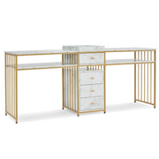BarberPub Double Acetone Resistant Manicure Table Beauty Storage Nail Desk 2456