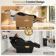 BarberPub Electric Shampoo Bowl and Chair Set for Salon, Adjustable Porcelain Hair Wash Bowl, 4.8’’ Extended Footrest, UPC Certificated Vacuum Breaker, 9627
