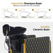 BarberPub Shampoo Chair, Backwash Ceramic Shampoo Bowl Unit Station 8690