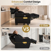 BarberPub Electric Shampoo Bowl and Chair Set for Salon, Adjustable Porcelain Hair Wash Bowl, 4.8’’ Extended Footrest, UPC Certificated Vacuum Breaker, 9627