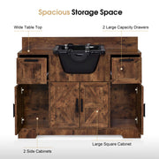 Barber Shampoo Storage Station, Hair Salon Shampoo Equipment with Backwash Sink & Cabinet 7137