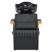 BarberPub Backwash Shampoo Station Chair, Ceramic Salon Shampoo Bowl 8615