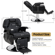 BarberPub Reclining Barber Chair, All Purpose Hydraulic Chair with Headrest 2688