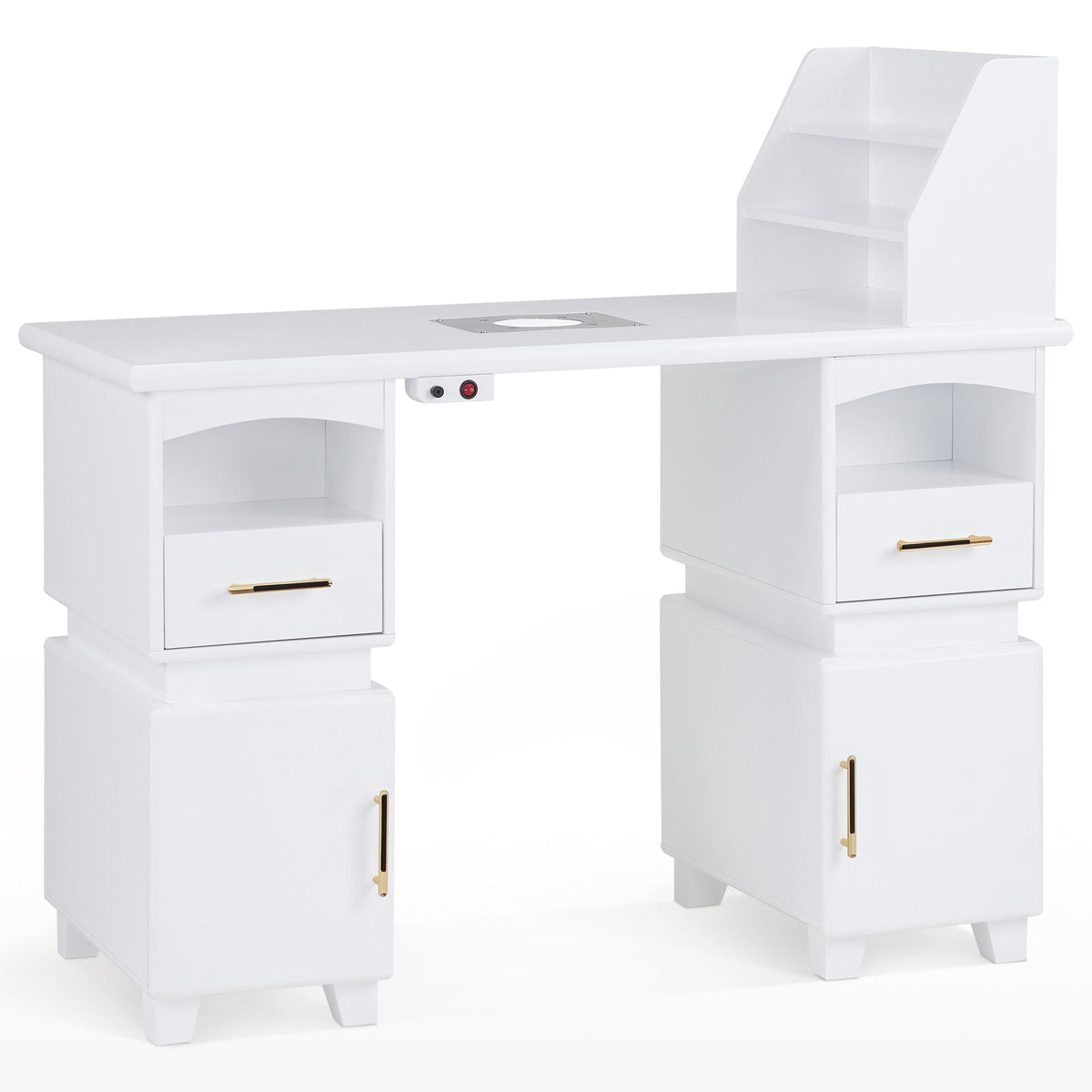 BarberPub Manicure Desk with Electric Dust Collector, Nail Art Table for Storage VC258