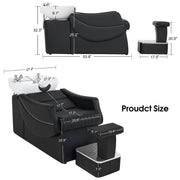 BarberPub Shampoo Backwash Station Chair, Ceramic Shampoo Bowl For Home Salon, Barbershop 9115