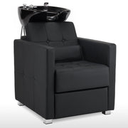 BarberPub Salon Chair 9468 & Backwash Shampoo Chair 9309 Set – Brown Hydraulic Barber Styling Chair with Ceramic Hair Wash Bowl