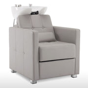 BarberPub Salon Chair 9468 & Backwash Shampoo Chair 9309 Set – Brown Hydraulic Barber Styling Chair with Ceramic Hair Wash Bowl