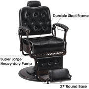 BarberPub All Purpose Barber Chair, Vintage Reclining Hydraulic Hair Salon Chair 9218