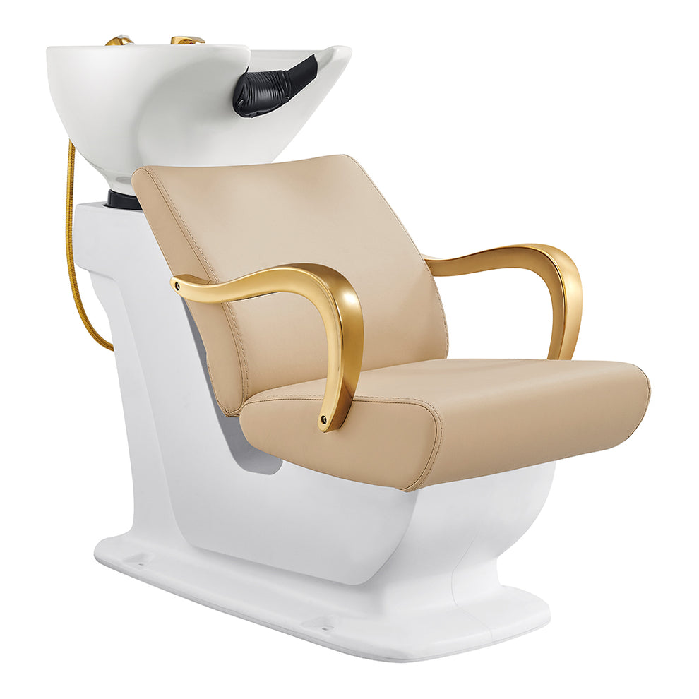 Beckman Gold Salon Shampoo Unit with Adjustable Seat Beige DIR