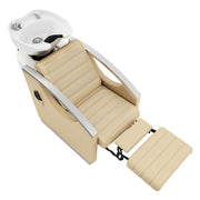 Bella V Reclining Massage Salon Backwash Chairs Beige DIR