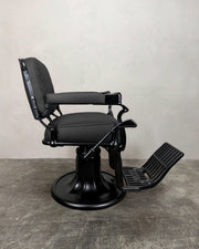 Vintage Koken Barber Chair - Matte Black with Alsace Stitching