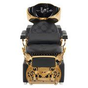 BarberPub Backwash Shampoo Station Chair, Ceramic Hair Wash Bowl Retro 8610