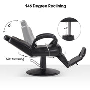 BarberPub All Purpose Barber Chair,Reclining Hair Stylist Salon Chair With Headrest 9502