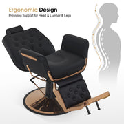 BarberPub Reclining Barber Chair, Hydraulic Styling Salon Chair for Hair Stylist 9246