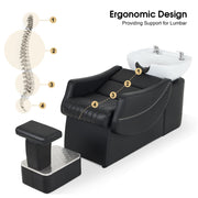BarberPub Shampoo Backwash Station Chair, Ceramic Shampoo Bowl For Home Salon, Barbershop 9115