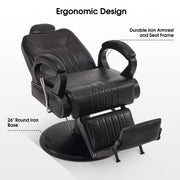 BarberPub All Purpose Barber Chair,Reclining Hair Stylist Salon Chair With Headrest 9502