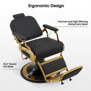 BarberPub All Purpose Barber Chair With Headrest, Reclining Swivel Salon Chair 9453
