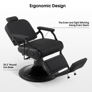 BarberPub All Purpose Barber Chair With Headrest, Reclining Swivel Salon Chair 9453