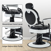 BarberPub Vintage Barber Chair, Hydraulic Reclining Salon Beauty Equipment 8739