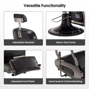 BarberPub All Purpose Barber Chair With Headrest, Reclining Swivel Salon Chair 9453