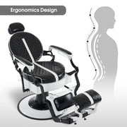 BarberPub Vintage Barber Chair, Hydraulic Reclining Salon Beauty Equipment 8739