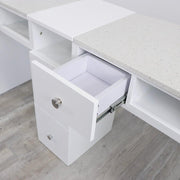 Double Diamond White Manicure Table
