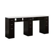DOUBLE WHITE GRANITE TOP MANICURE TABLE Dark Brown J&A USA
