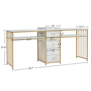 BarberPub Double Acetone Resistant Manicure Table Beauty Storage Nail Desk 2456