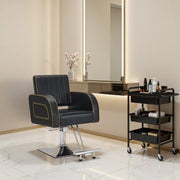 Salon & Barber Styling Chair 8885 with Hydraulic Base and Backwash Shampoo Chair 9175 with Adjustable Porcelain Bowl – Complete Professional Salon Set for Spas and Stylists