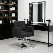 BarberPub Salon Chair 9468 & Backwash Shampoo Chair 9309 Set – Brown Hydraulic Barber Styling Chair with Ceramic Hair Wash Bowl