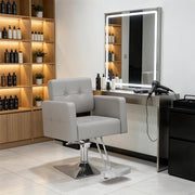 BarberPub Salon Chair 9468 & Backwash Shampoo Chair 9309 Set – Brown Hydraulic Barber Styling Chair with Ceramic Hair Wash Bowl