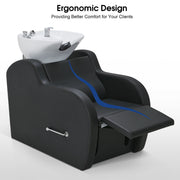 BarberPub Shampoo Bowl and Chair Set, Adjustable Ceramic Bowl and Chair for Salon 9312