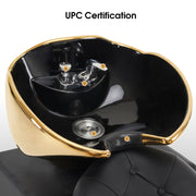 BarberPub Backwash Shampoo Station Chair, Ceramic Hair Wash Bowl Retro 8610
