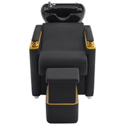 BarberPub Backwash Shampoo Chair,Ceramic Hair Bowl Station with Ottoman 8613