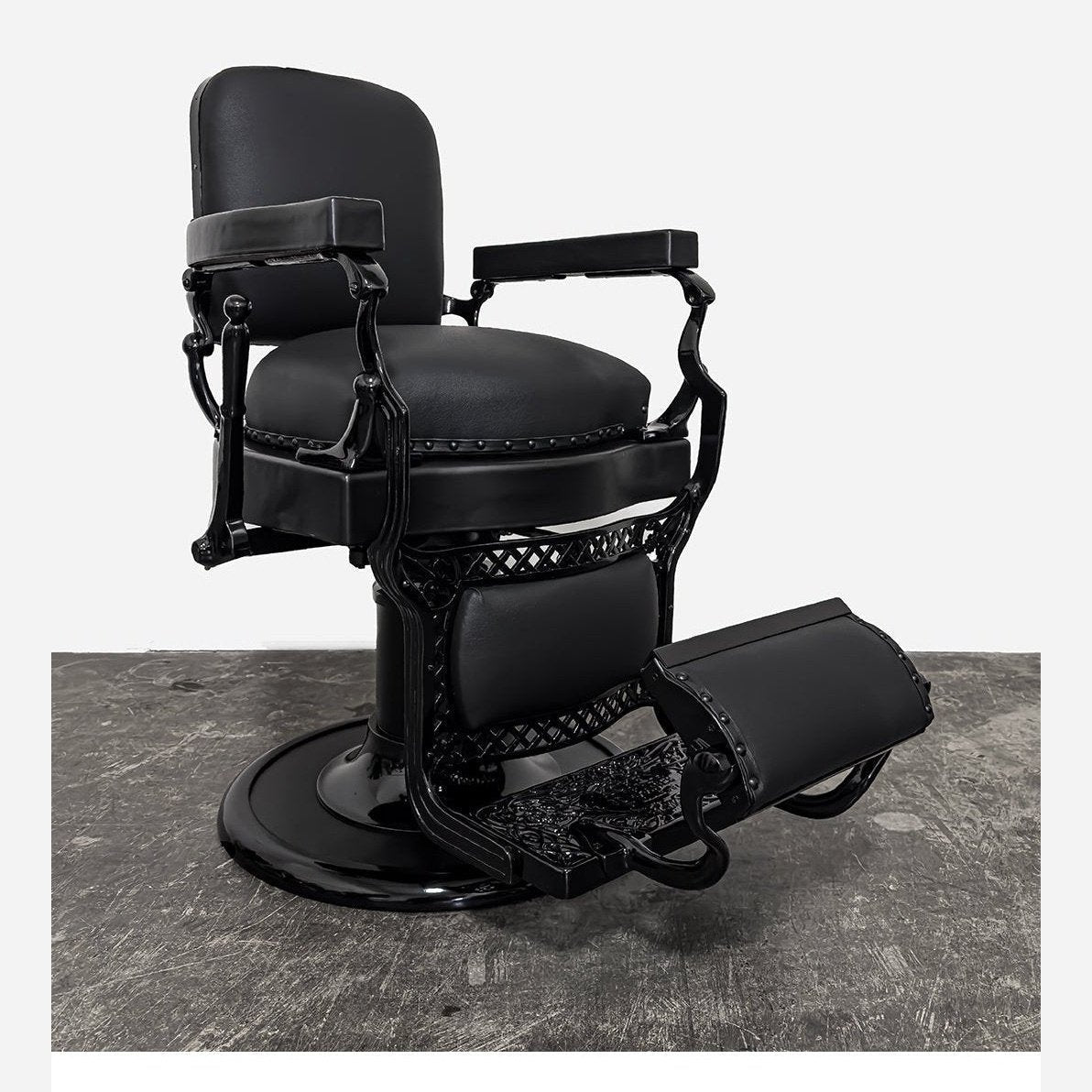 Custom Vintage Koken Barber Chair - Black on Black