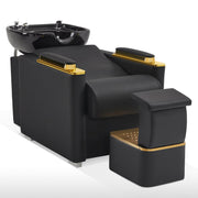 BarberPub Backwash Shampoo Chair,Ceramic Hair Bowl Station with Ottoman 8613