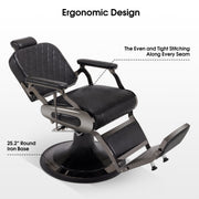 BarberPub All Purpose Barber Chair With Headrest, Reclining Swivel Salon Chair 9453