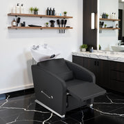 BarberPub Backwash Shampoo Station Chair, Salon Ceramic Hair Wash Bowl 9370