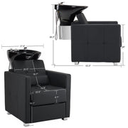 BarberPub Salon Chair 9468 & Backwash Shampoo Chair 9309 Set – Brown Hydraulic Barber Styling Chair with Ceramic Hair Wash Bowl
